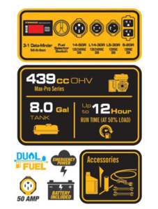 Firman 10000-Watt Hybrid Dual Fuel Portable Generator - Recoil/Electric Start, Gasoline/LPG  • H08051