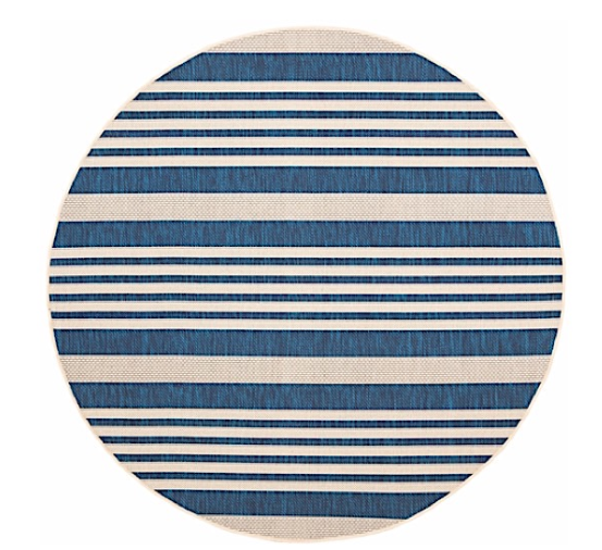 Safavieh Courtyard Collection Outdoor 4'x4' Round Rug - Navy/Beige  • CY6062-268-4R