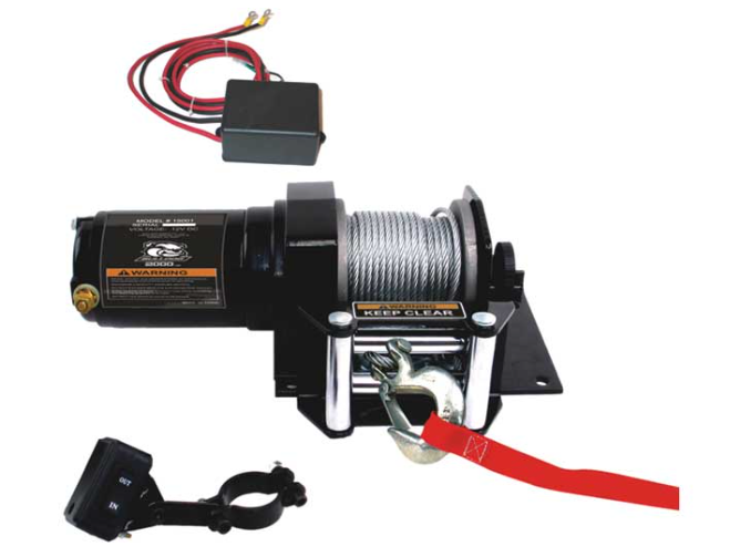 Bulldog Winch 2000 LB ATB Winch with Mini-Rocker Switch, Mounting Channel, Roller Fairlead  • 15001