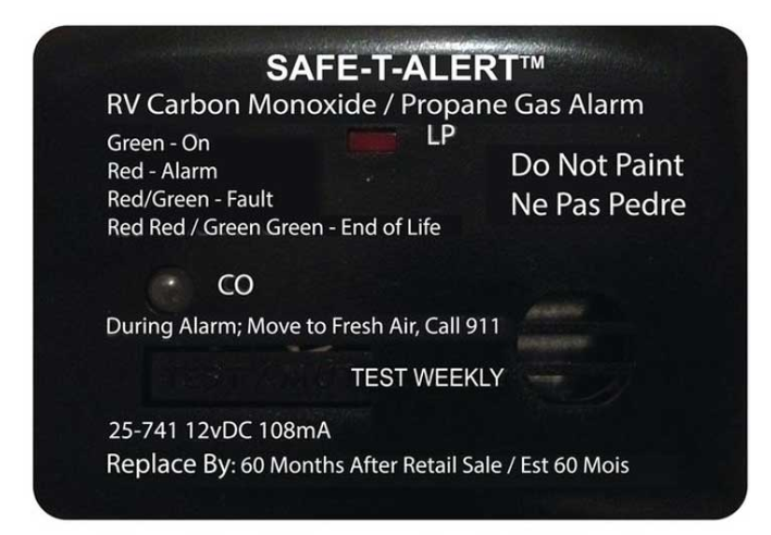 Safe-T-Alert 25 Series Mini RV Dual CO/LP Alarm - Black, Surface Mount  • 25-741-BL