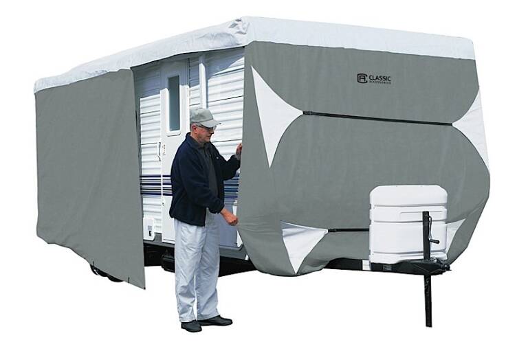 Classic Accessories PolyPro 3 Gray/White Travel Trailer Cover (Up to 24') • 73363