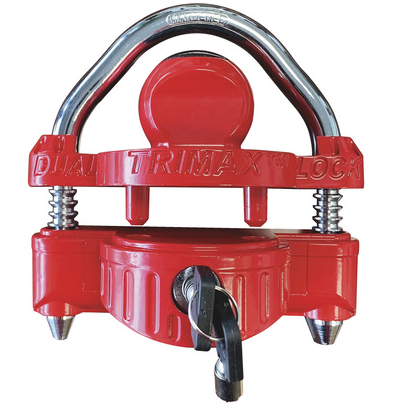 Trimax Universal Narrow Body 1/2in. Steel Shackle Dual Coupler Lock with an Integrated U-Lock Feature  • UMAX25D