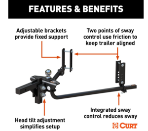 Curt Trutrack 2P Weight Distribution Hitch With 2X Sway Control, 8-10k  • 17601