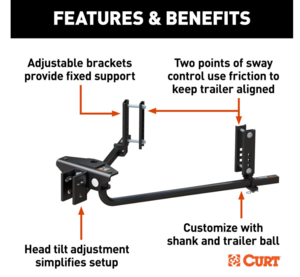 Curt Trutrack 2P Weight Distribution Hitch With 2x Sway Control, 8-10k (No Shank)  • 17600