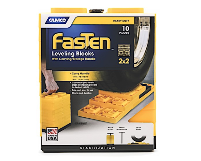 Camco FasTen Yellow Bilingual Leveling Blocks with T-Handle (10 Pieces)  • 44512