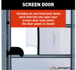 Lippert Right Hinge RV Radius Entry Door with Screen Door with Drip Cap & Threshold - 26