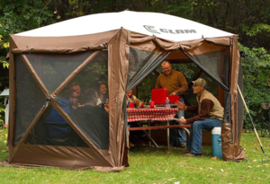 Quick-Set Pavilion 6-Sided Screen Shelter with Wind Panels - Brown/Tan 12.5' x 12.5'  • 9882