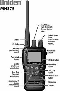 Uniden 5W RF Black Handheld VHF Radio  • MHS75