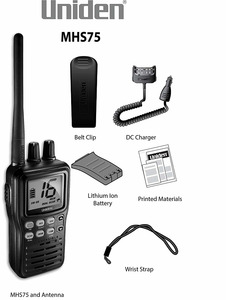 Uniden 5W RF Black Handheld VHF Radio  • MHS75