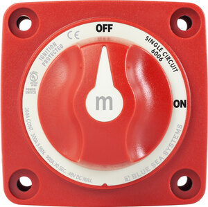 Blue Sea m-Series Mini On-Off Battery Switch with Knob - Red  • 6006-BSS