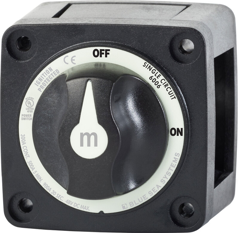 Blue Sea m-Series Mini On-Off Battery Switch with Knob - Black  • 6006200-BSS