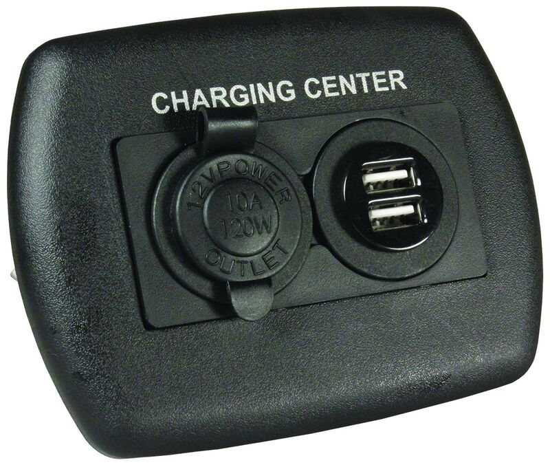 JR Products 12V USB Charging Center, Black  • 15095