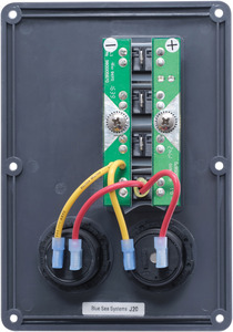 Blue Sea Circuit Breaker Switch Panel 4 Position - Gray W/12V Socket & Dual USB  • 4321-BSS