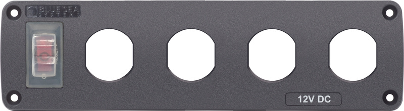 Blue Sea Water Resistant USB Accessory Panel - 15A Circuit Breaker, 4x Blank Apertures  • 4369-BSS