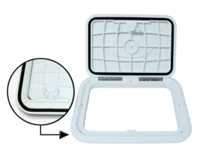 T-H Marine Designer Series Polar White Rectangular Non-Locking Hatch  • HDS-1317-2-DP