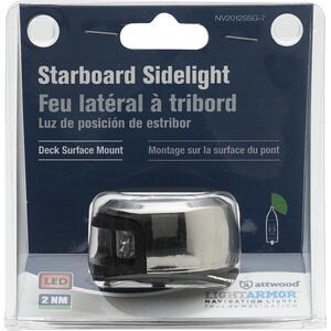 Attwood LightArmor Stainless Steel Deck Mount Starboard Side LED Light  • NV2012SSG-7