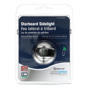 Attwood LightArmor Stainless Steel Vertical Deck Mount Starboard Side Green LED Light  • NV3012SSG-7