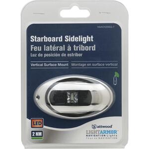 Attwood LightArmor Stainless Steel Eliptical Deck Mount Starboard Side Green LED Light  • NV4012SSG-7