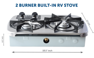 Flame King 2 Burner Built-In RV Stove with Wind Shield, CSA Approved  • YSNHT600