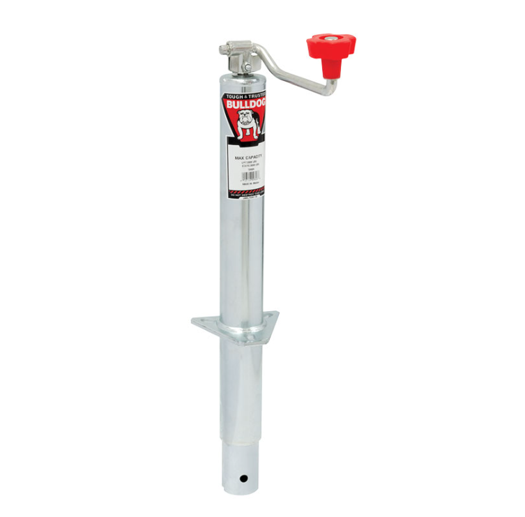 Bulldog Round Trailer Jack, A-Frame, 2,000 lbs. Lift Capacity, Top Wind, Bolt-On, 15 in. Travel  • 155028