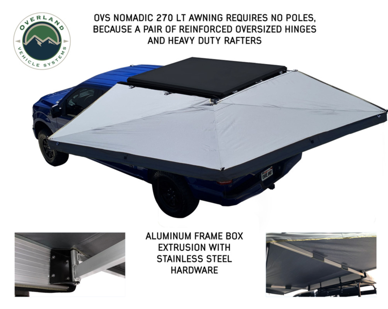 Overland Vehicle Systems Nomadic 270 LT Awning - Driver Side - Dark Gray Cover With Black Cover Universal  • 19559907