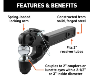 Curt Receiver-Mount Ball & Pintle Hitch, 2