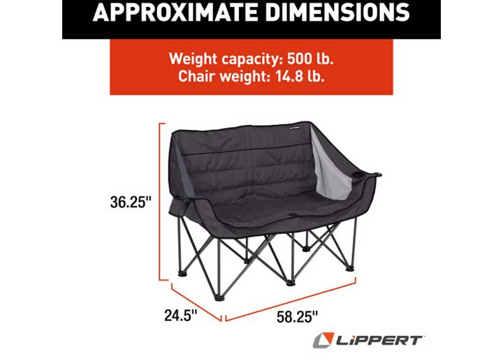 Lippert Campfire Folding Loveseat, Dark Grey  • 2021128650