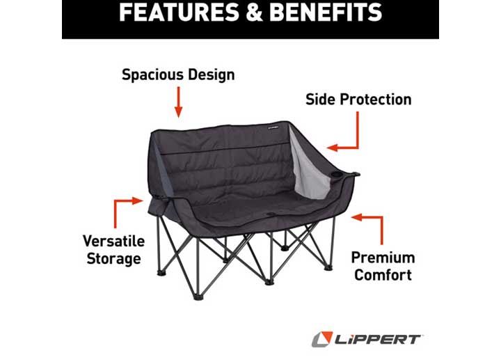 Lippert Campfire Folding Loveseat, Dark Grey  • 2021128650