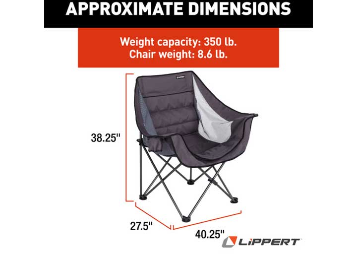 Lippert Campfire Folding Camping Chair, Dark Grey  • 2021128652