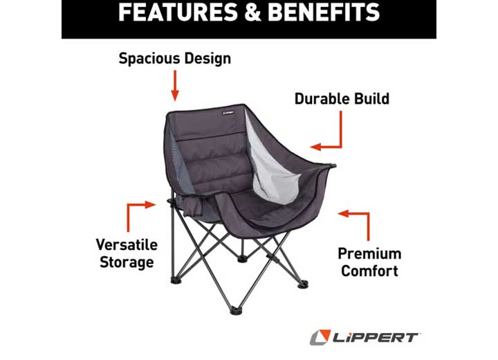 Lippert Campfire Folding Camping Chair, Dark Grey  • 2021128652