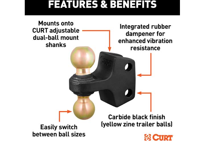 Curt HD Dual Ball Attachment for Weight Distribution Shank  • 45934