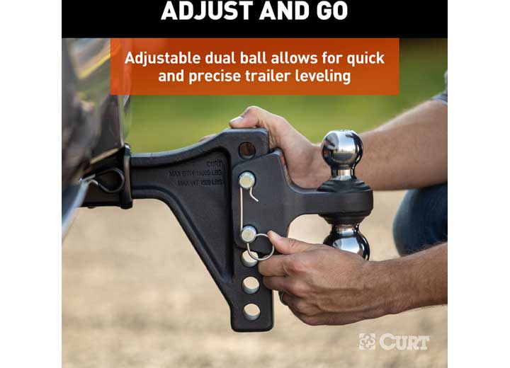 Curt Adjustable Trailer Hitch Ball Mount with Dual Ball, 2