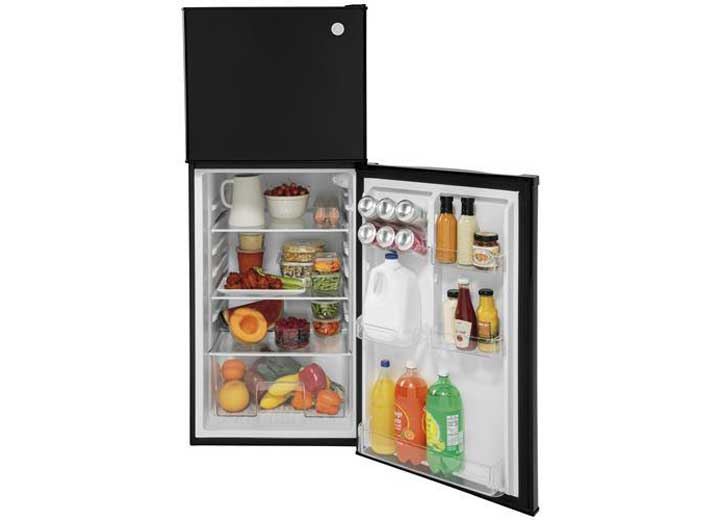 GE Appliances 9.8 Cubic Ft Top-Freezer Refrigerator - 12 Volt DC - Right Swing - Black  • GPV10FGNBB