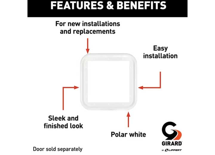 Girard RV Water Heater Door Trim Ring - White  • 2022107547