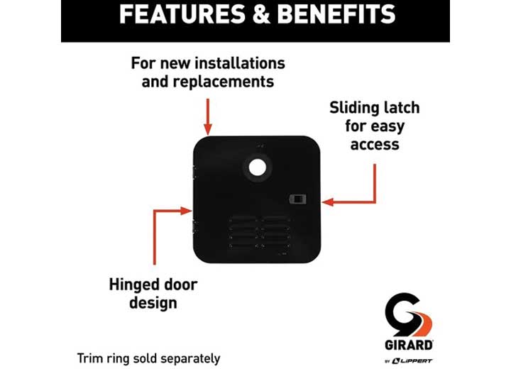 Girard RV Water Heater Door Installation Kit - 6 Gallon (Suburban), Black  • 2022107536