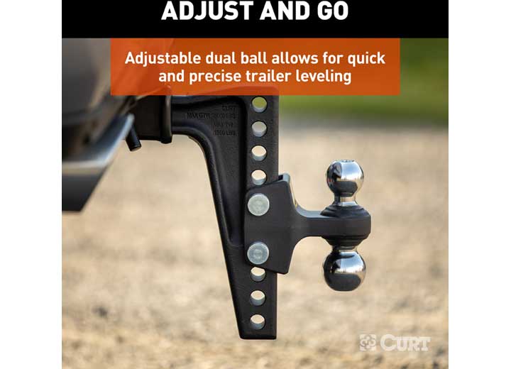 Curt Deep-Drop Adjustable Trailer Hitch Ball Mount with Dual Ball, 2