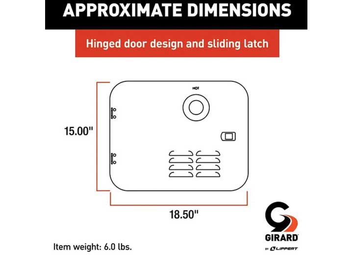 Girard RV Water Heater Door Installation Kit - 6-Gallon (Atwood/Dometic), Polar White  • 2022107537