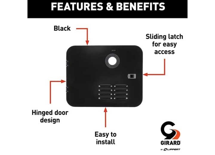 Girard RV Water Heater Door Installation Kit - 6-Gallon (Atwood/Dometic), Black  • 2022107538