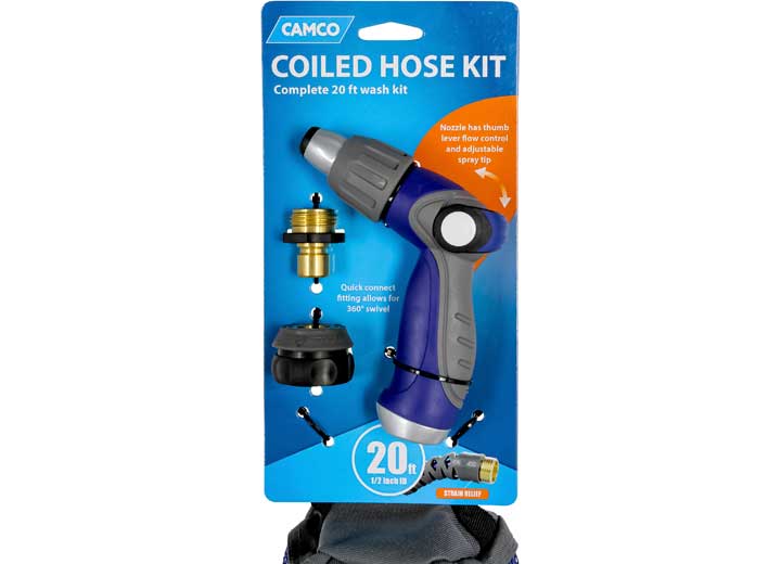 Camco 20' Coiled Hose and Spray Nozzle Kit  • 41980