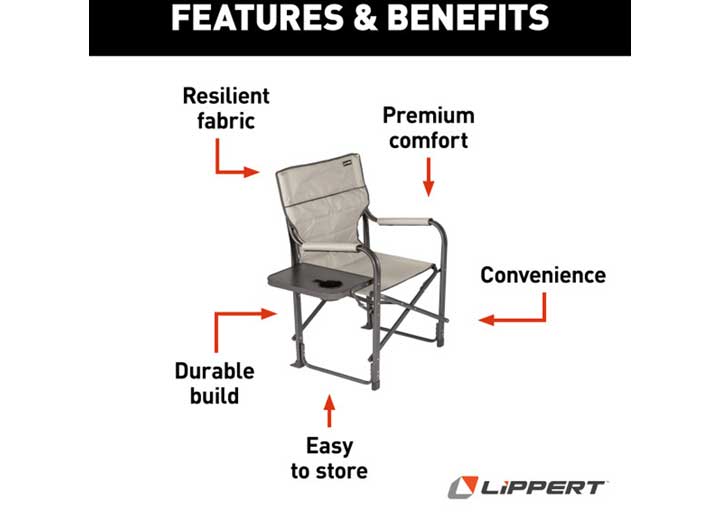 Lippert Scout Plus Director Chair with Side Table - Sand  • 2021123282