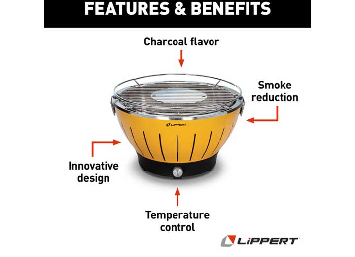 Lippert Odyssey Portable Charcoal Grill - Amber  • 2021106514