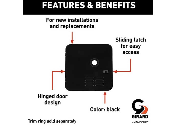 Girard RV Water Heater Door Installation Kit - 10-Gallon, Black  • 2022107541