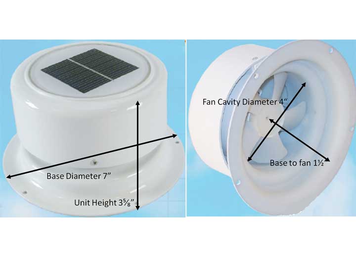 Ultra Fab Mini Solar Powered RV Plumbing Vent  - White  • 53-945001