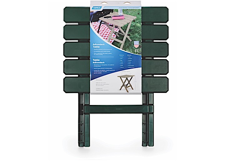 Camco Quick-Folding Plastic Adirondack Style Table, Large, Green  • 51691