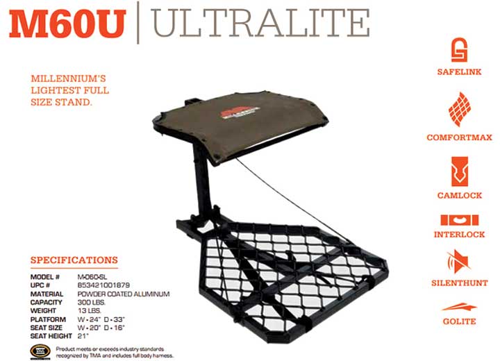 Millennium M60U Ultralite Hang On Tree Stand  • M-060-SL