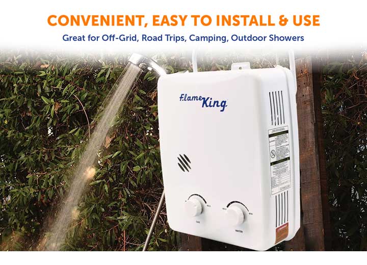 Flame King Portable Tankless Water Heater, Propane Gas, 5L 1.32 GPM at 34,000 BTU  • YSNAZ132