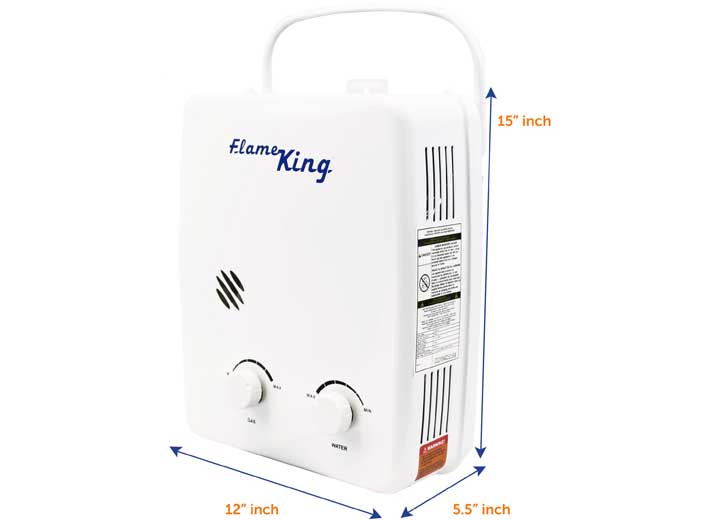 Flame King Portable Tankless Water Heater, Propane Gas, 5L 1.32 GPM at 34,000 BTU  • YSNAZ132