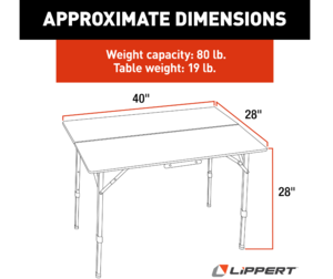 Lippert Bi-Fold Bamboo Adjustable Camping Table  • 2021011322