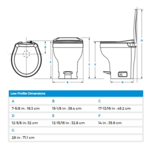 Thetford Aqua-Magic VI Permanent SloClose Toilet With Hand Sprayer, Low Profile, Parchment  • 31838