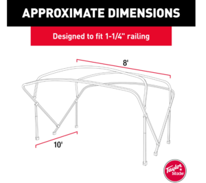 Taylor Made Manual Bimini Replacement Canvas with Boot - 8' x 10' x 1.25